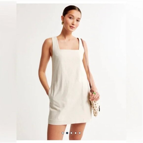Abercrombie & Fitch Dress Womens Small Tall Beige Square Neck Sleeveless - Picture 1 of 5